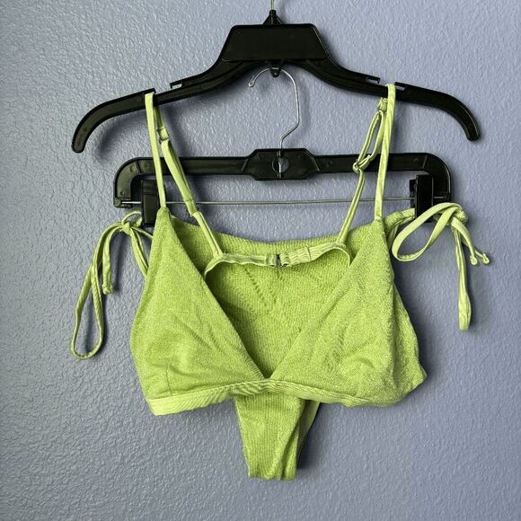 ZAFUL Shiny Silky Tie Side Tanga Bikini Swimwear Light Green Large Triangle - Picture 1 of 8